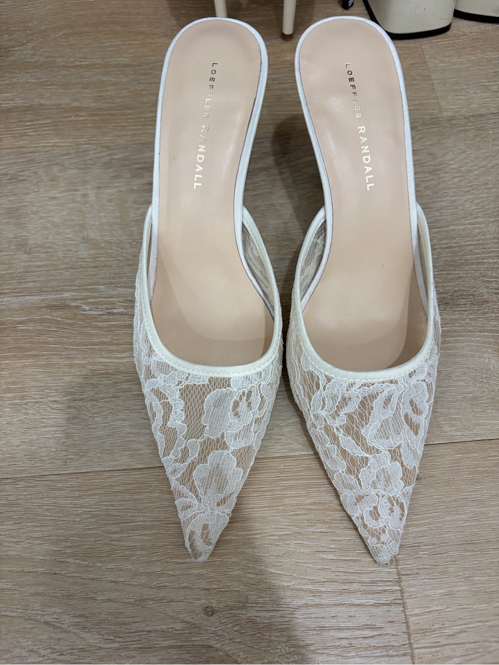 Loeffler Randall Ivory Lace Pointed-Toe Mule
